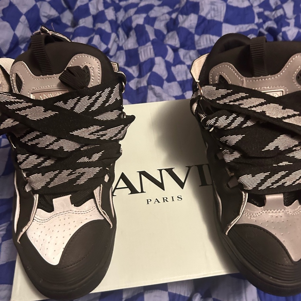 Lanvin Black and White High-Top Sneakers